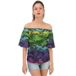 Rainbow Camouflage Off Shoulder Short Sleeve Top