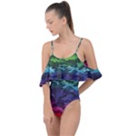 Rainbow Camouflage Drape Piece Swimsuit