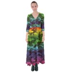 Rainbow Camouflage Button Up Maxi Dress