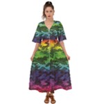 Rainbow Camouflage Kimono Sleeve Boho Dress