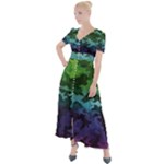 Rainbow Camouflage Button Up Short Sleeve Maxi Dress