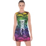 Rainbow Camouflage Lace Up Front Bodycon Dress