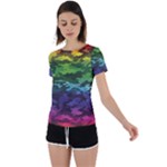 Rainbow Camouflage Back Circle Cutout Sports Tee