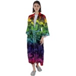 Rainbow Camouflage Maxi Satin Kimono