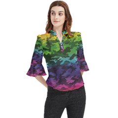 Loose Horn Sleeve Chiffon Blouse 