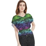 Rainbow Camouflage Butterfly Chiffon Blouse