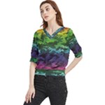 Rainbow Camouflage Quarter Sleeve Blouse