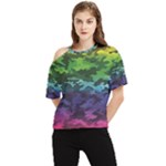 Rainbow Camouflage One Shoulder Cut Out Tee