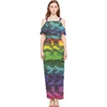 Rainbow Camouflage Draped Sleeveless Chiffon Jumpsuit