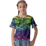 Rainbow Camouflage Kids  Cuff Sleeve Scrunch Bottom Tee