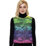 Rainbow Camouflage Women s Short Button Up Puffer Vest