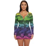 Rainbow Camouflage Long Sleeve Boyleg Swimsuit