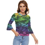 Rainbow Camouflage Bell Sleeve Top