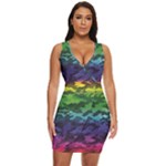 Rainbow Camouflage Draped Bodycon Dress