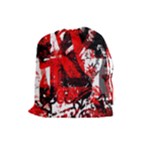 Red Graffiti Drawstring Pouch (Large)