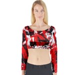 Red Graffiti Long Sleeve Crop Top
