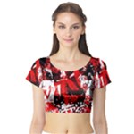 Red Graffiti Short Sleeve Crop Top