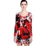 Red Graffiti Long Sleeve Bodycon Dress