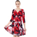 Red Graffiti Quarter Sleeve Front Wrap Dress