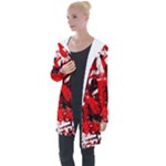 Red Graffiti Longline Hooded Cardigan