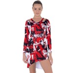 Red Graffiti Asymmetric Cut-Out Shift Dress