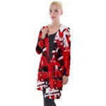 Red Graffiti Hooded Pocket Cardigan