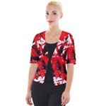 Red Graffiti Cropped Button Cardigan