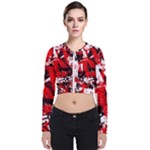 Red Graffiti Long Sleeve Zip Up Bomber Jacket