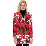 Red Graffiti Button Up Hooded Coat 