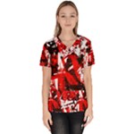 Red Graffiti Women s V-Neck Scrub Top