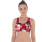 Red Graffiti Cross String Back Sports Bra