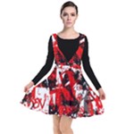 Red Graffiti Plunge Pinafore Dress