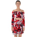 Red Graffiti Off Shoulder Top with Skirt Set