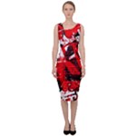 Red Graffiti Sleeveless Pencil Dress