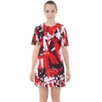 Red Graffiti Sixties Short Sleeve Mini Dress