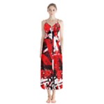 Red Graffiti Button Up Chiffon Maxi Dress