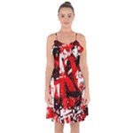 Red Graffiti Ruffle Detail Chiffon Dress
