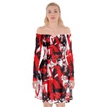 Red Graffiti Off Shoulder Skater Dress