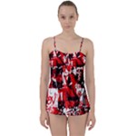 Red Graffiti Babydoll Tankini Set