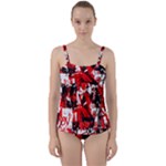 Red Graffiti Twist Front Tankini Set
