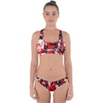 Red Graffiti Cross Back Hipster Bikini Set