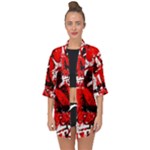 Red Graffiti Open Front Chiffon Kimono