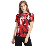 Red Graffiti Women s Short Sleeve Rash Guard