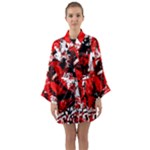 Red Graffiti Long Sleeve Satin Kimono