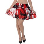 Red Graffiti Velvet Skater Skirt