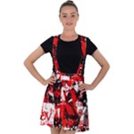 Red Graffiti Velvet Suspender Skater Skirt