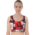 Red Graffiti Velvet Racer Back Crop Top