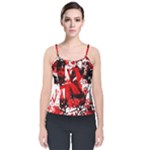 Red Graffiti Velvet Spaghetti Strap Top