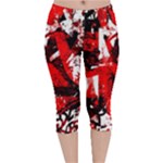 Red Graffiti Velvet Capri Leggings 