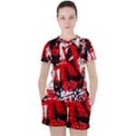 Red Graffiti Women s Tee and Shorts Set